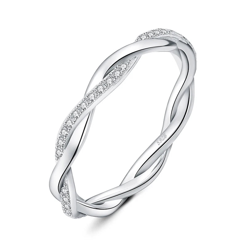 Twisted Moissanite Wave Ring 925 Sterling Silver | D Color VVS Eternity Ring