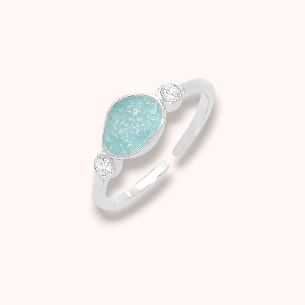 Aqua Drift Glow 925 Sterling Silver Ring