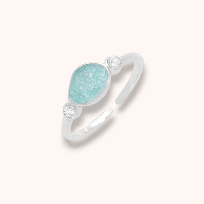 Aqua Drift Glow 925 Sterling Silver Ring