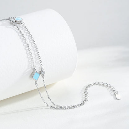 Aqua Link Bracelet | 925 Sterling Silver Adjustable Bracelet