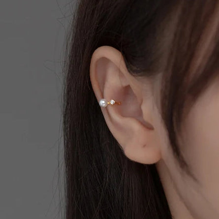 Simple Pearl Ear Cuff – 925 Sterling Silver