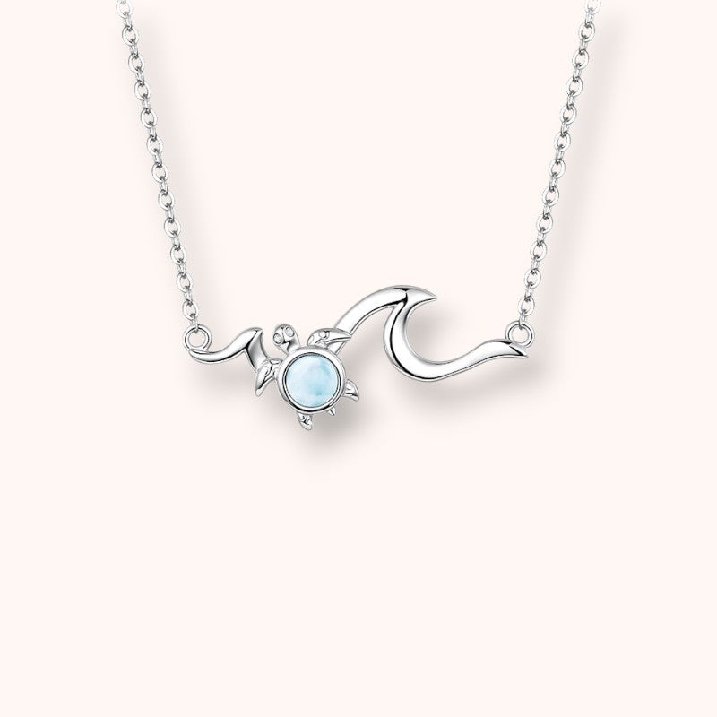 Ocean Turtle Wave Necklace 925 Sterling Silver