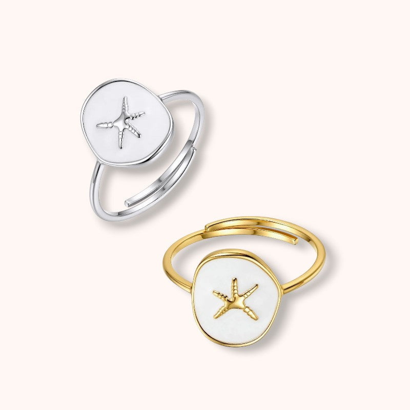 White Sand Starfish 925 Sterling Silver Ring