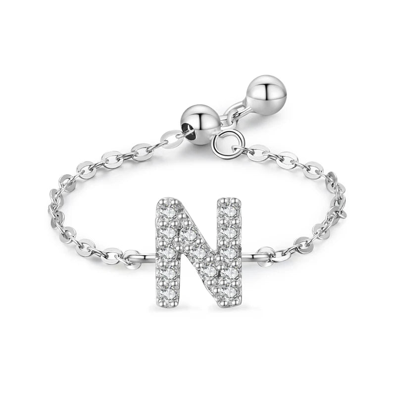 Personalized Alphabet Chain 925 Sterling Silver Ring