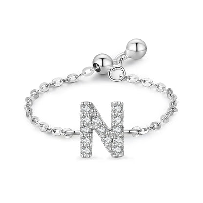 Personalized Alphabet Chain 925 Sterling Silver Ring