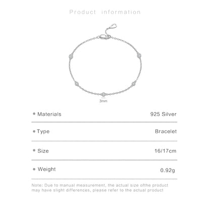 Dainty Zircon Station 925 Sterling Silver Bracelet