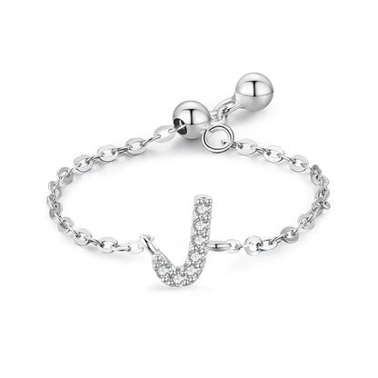 Personalized Alphabet Chain 925 Sterling Silver Ring