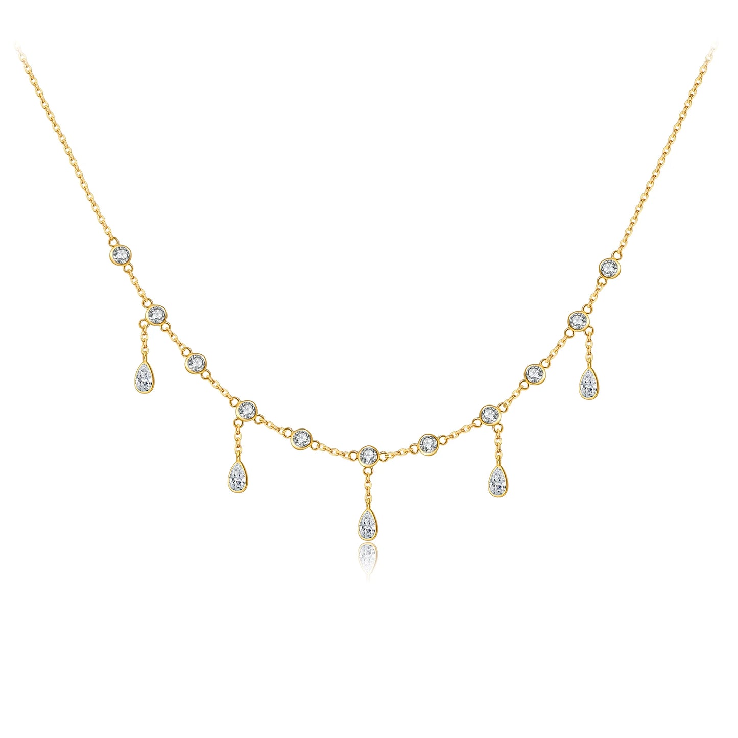 Teardrop Crystal Y Necklace 925 Sterling Silver | Dainty Drop Necklace
