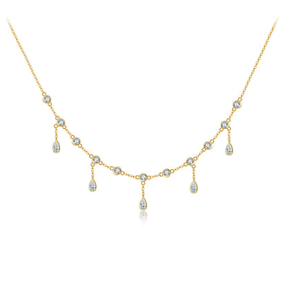 Teardrop Crystal Y Necklace 925 Sterling Silver | Dainty Drop Necklace