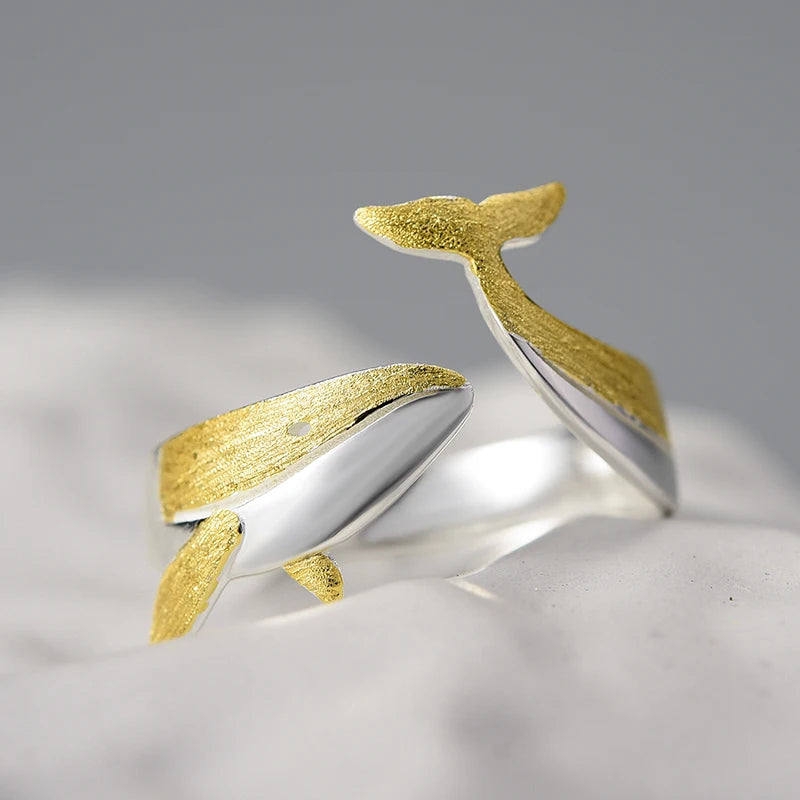 Golden Whale 925 Sterling Silver Ring