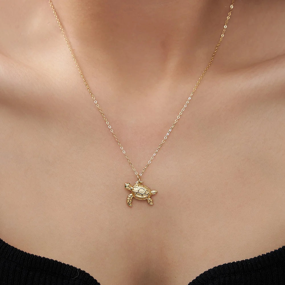 Sea Turtle Charm Necklace | 925 Sterling Silver Turtle Necklace