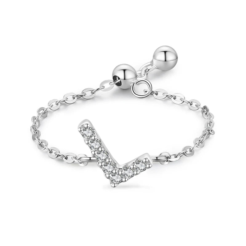 Personalized Alphabet Chain 925 Sterling Silver Ring