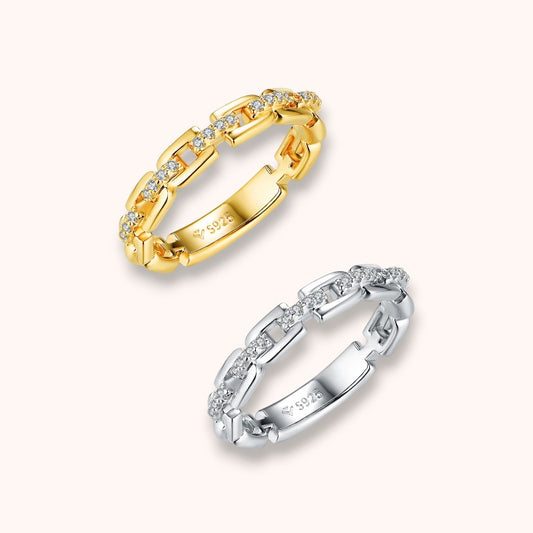 Moissanite Chain Link 925 Sterling Silver Ring | D Color VVS1