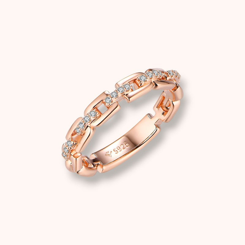 Moissanite Chain Link 925 Sterling Silver Ring | D Color VVS1