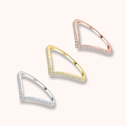 V-Shaped  925 Sterling Silver Moissanite Ring