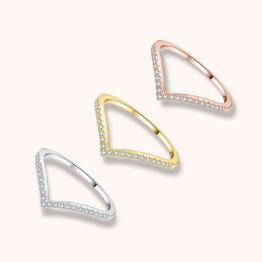 V-Shaped  925 Sterling Silver Moissanite Ring