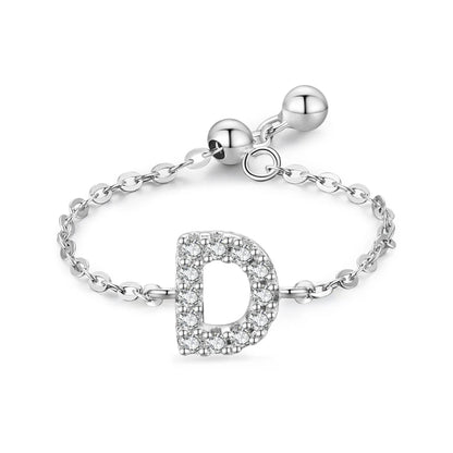 Personalized Alphabet Chain 925 Sterling Silver Ring