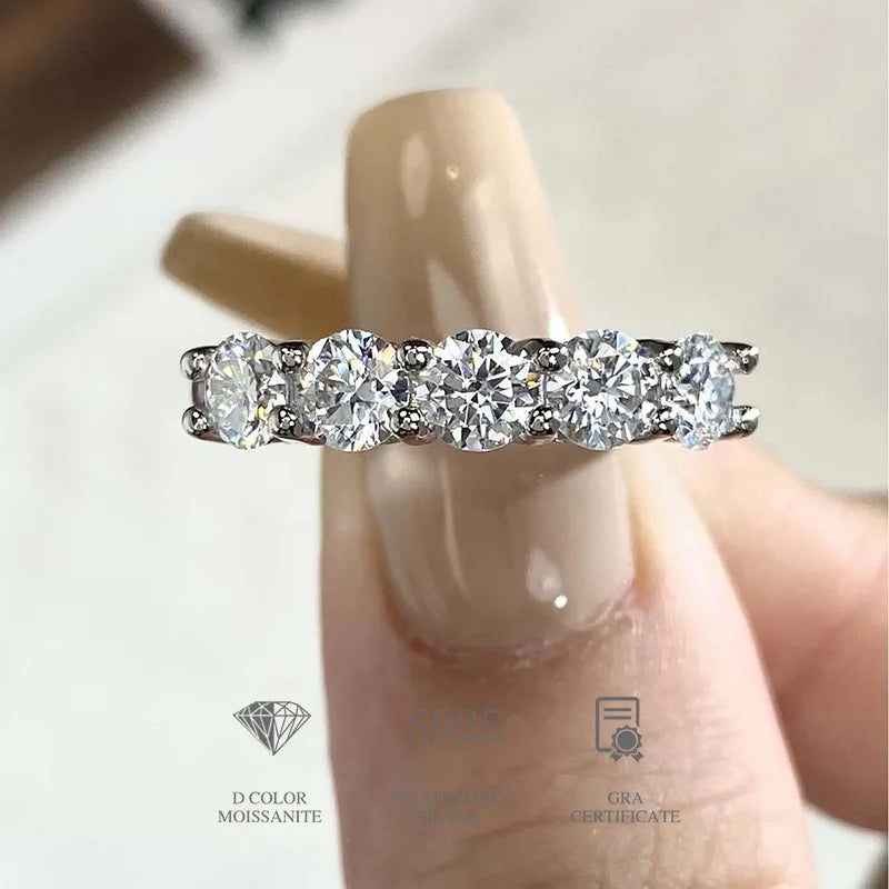 4mm D Color VVS1 Moissanite 925 Sterling Silver Ring