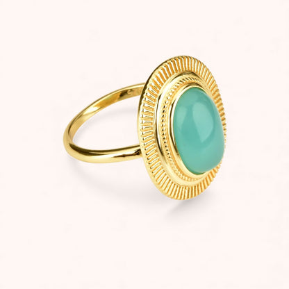 Vintage Oval Gemstone 925 Sterling Silver Ring