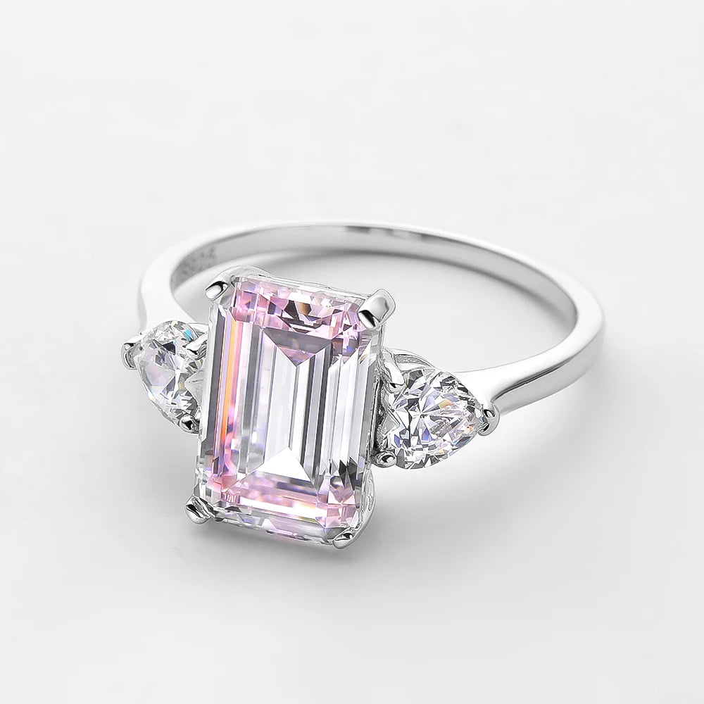 Emerald-Cut Zircon 925 Sterling Silver Ring