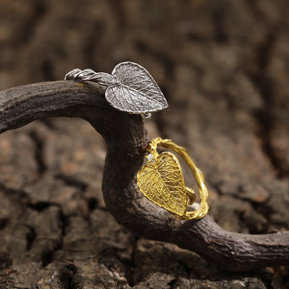 Leaf Adjustable 925 Sterling Silver Ring