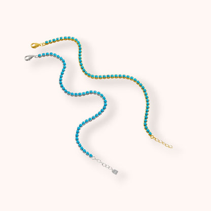 Turquoise Beads 925 Silver Tennis Bracelet