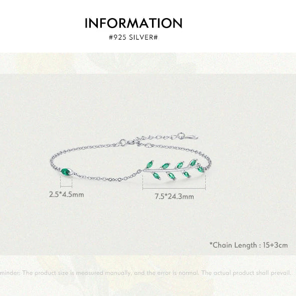 Leaf Cascade 925 Sterling Silver Bracelet