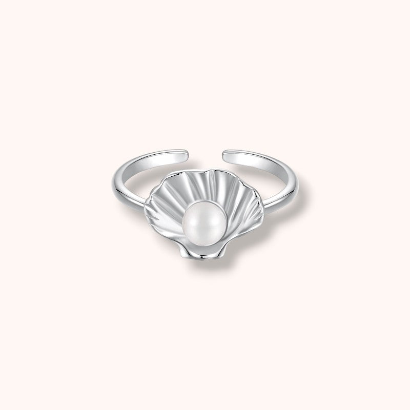 Shell Pearl Adjustable 925 Sterling Silver Ring