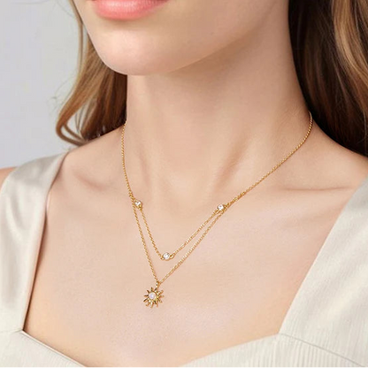 Sun Opal Layered Necklace – 925 Gold Plated Sterling Silver