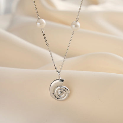 Sea Shell Freshwater Pearl Necklace – 925 Sterling Silver