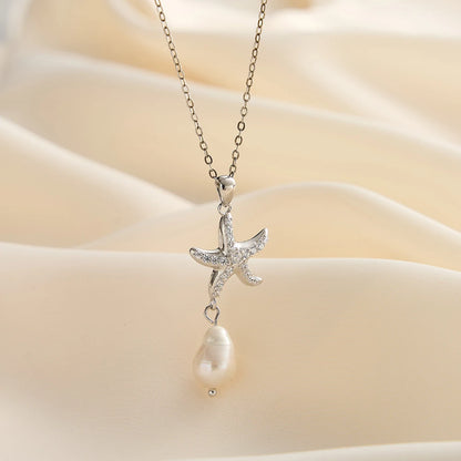Starfish Pearl 925 Sterling Silver Necklace