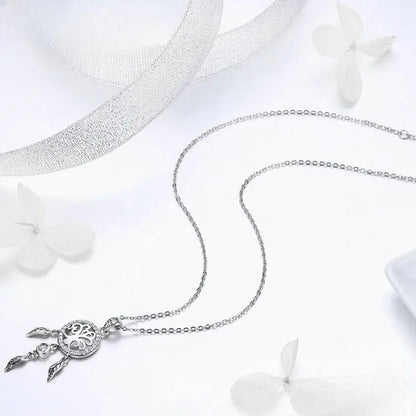 Tree of Life Dreamcatcher Necklace – 925 Sterling Silver