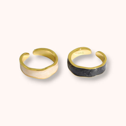 Cream Pearl Enamel 925 Sterling Silver Ring