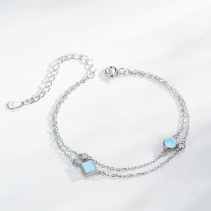 Aqua Link Bracelet | 925 Sterling Silver Adjustable Bracelet