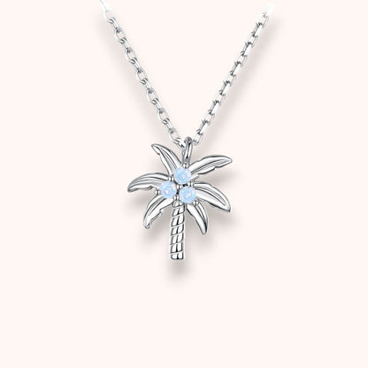 Palm Tree Necklace – 925 Sterling Silver Tropical Pendant