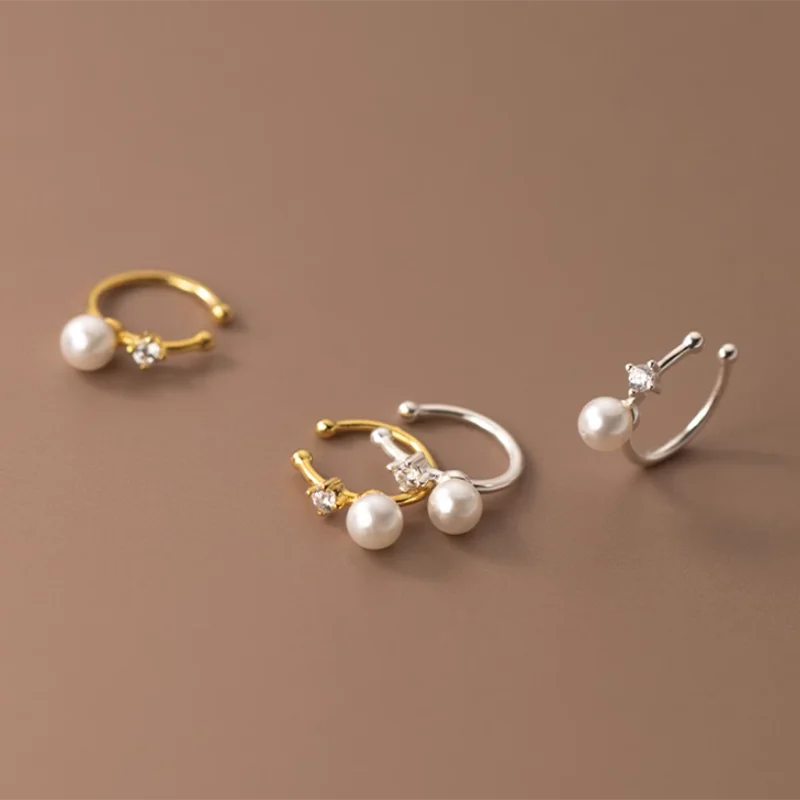 Simple Pearl Ear Cuff – 925 Sterling Silver