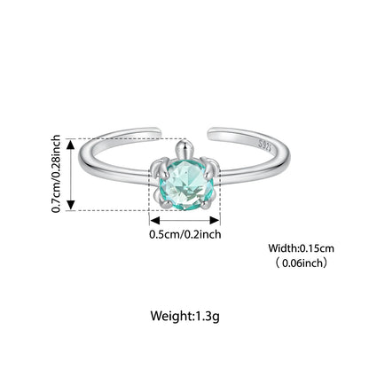Turtle Gem Open 925 Sterling Silver Ring