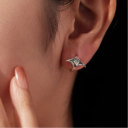 Manta Ray Hoop Earrings 925 Sterling Silver
