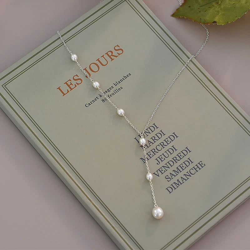 Freshwater Pearl Y Necklace – 925 Sterling Silver