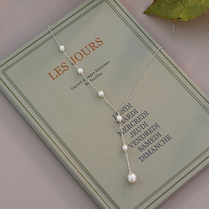 Freshwater Pearl Y Necklace – 925 Sterling Silver