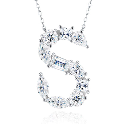 Moissanite Initial 925 Silver Necklace
