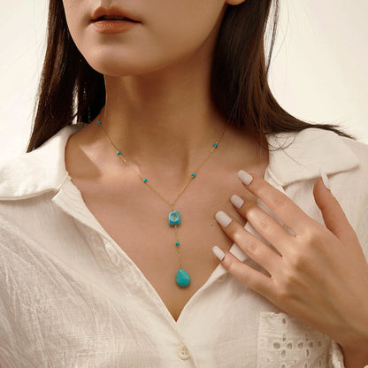 Turquoise Y-Drop 925 Sterling Silver Necklace