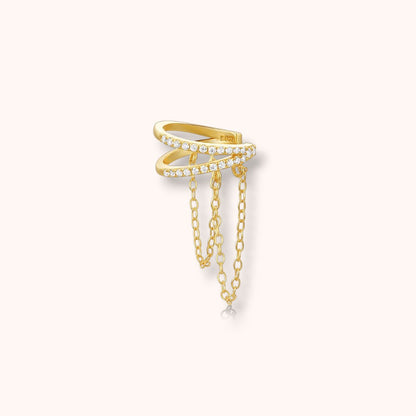 Chain Drape Ear Cuff – 925 Gold Plated Sterling Silver