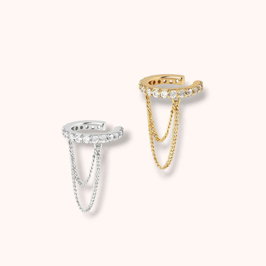 Golden Fall Chain Ear Cuff - 925 Sterling Silver