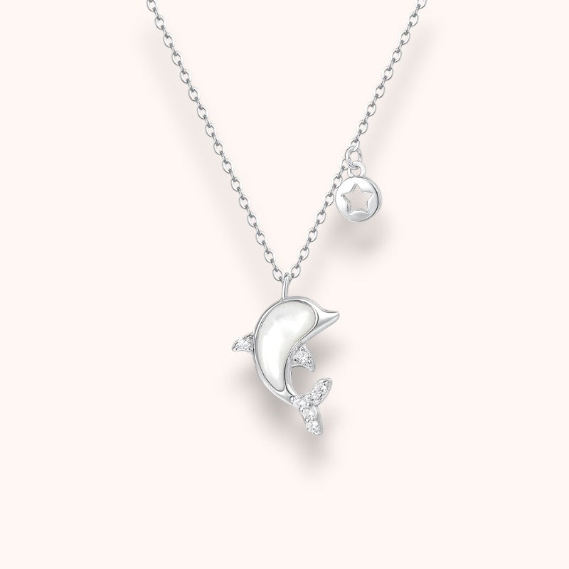 White Dolphin Necklace 925 Sterling Silver | Ocean-Inspired Necklace