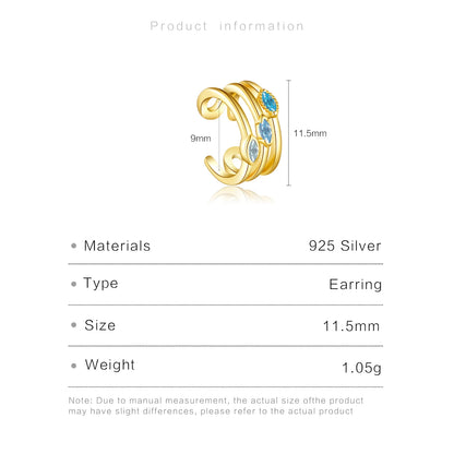 Aqua Twist 925 Sterling Silver Ear Cuff