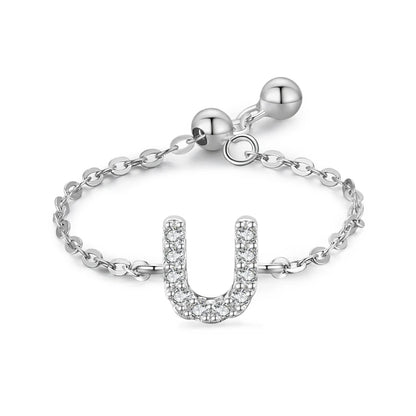Personalized Alphabet Chain 925 Sterling Silver Ring