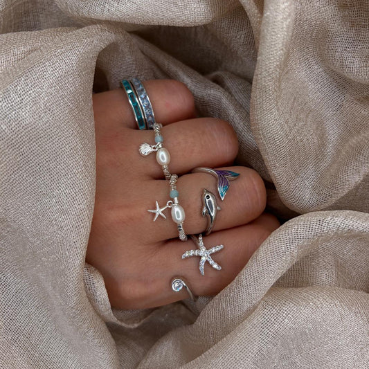 Ocean Pearl Charm 925 Sterling Silver Ring