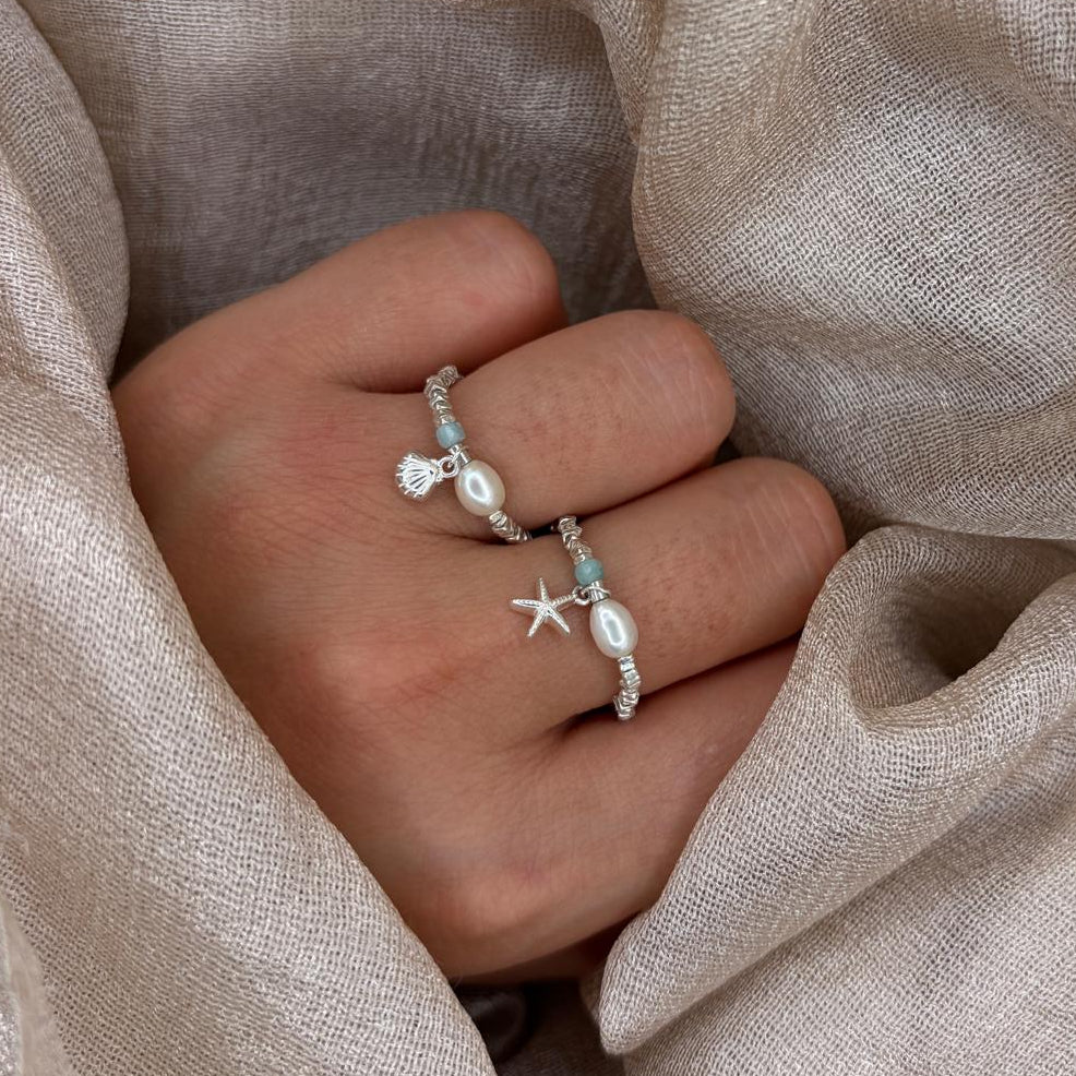 Ocean Pearl Charm 925 Sterling Silver Ring