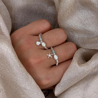 Ocean Pearl Charm 925 Sterling Silver Ring